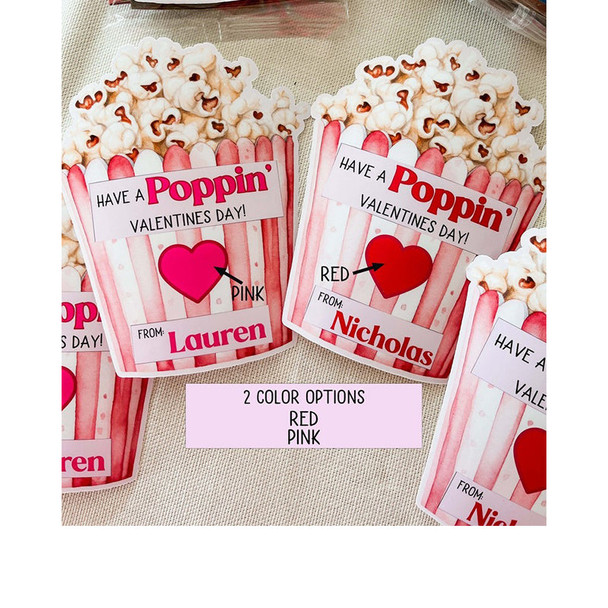 Valentine popcorn stickers,Valentine's Day stickers sets of 6