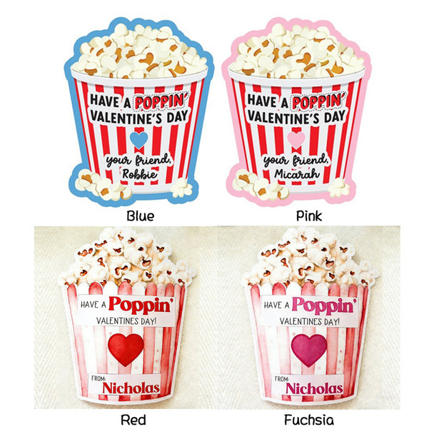 Valentine popcorn stickers,Valentine's Day stickers sets of 6