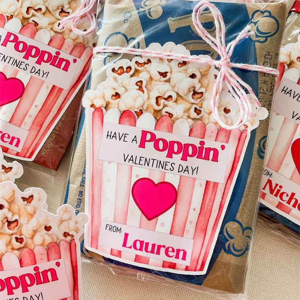 Valentine popcorn stickers,Valentine's Day stickers sets of 6