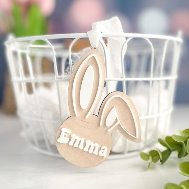 Personalized Easter Basket Tag: Bunny Ears, Pastel Decor