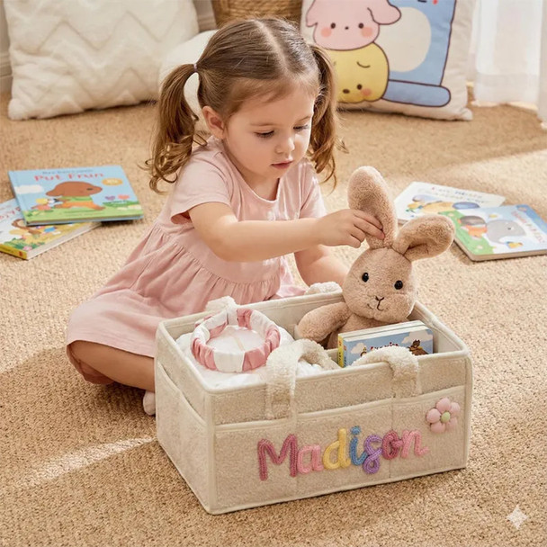 Personalized Knit Diaper Caddy Organizer