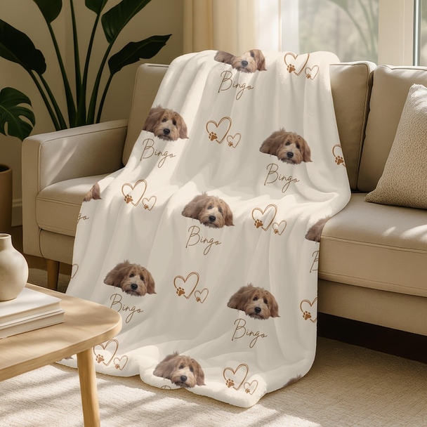 Personalized pet photo blanket