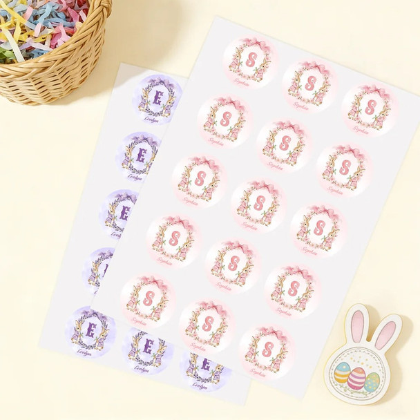 Personalized Cute Flower Peter Rabbit  Easter Waterproof Stickers