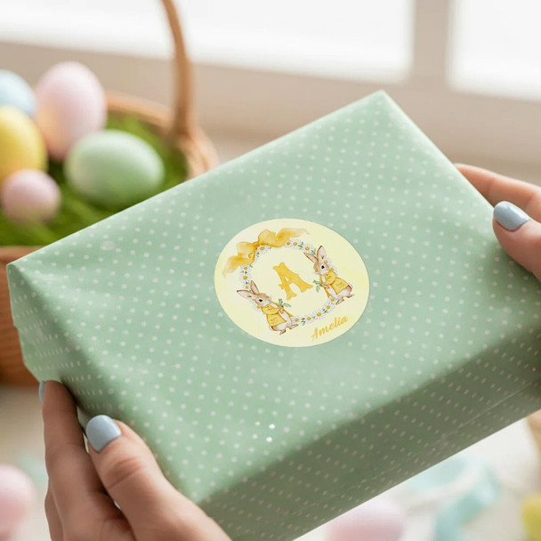 Personalized Cute Flower Peter Rabbit  Easter Waterproof Stickers