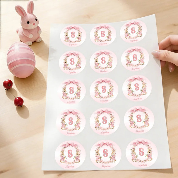 Personalized Cute Flower Peter Rabbit  Easter Waterproof Stickers