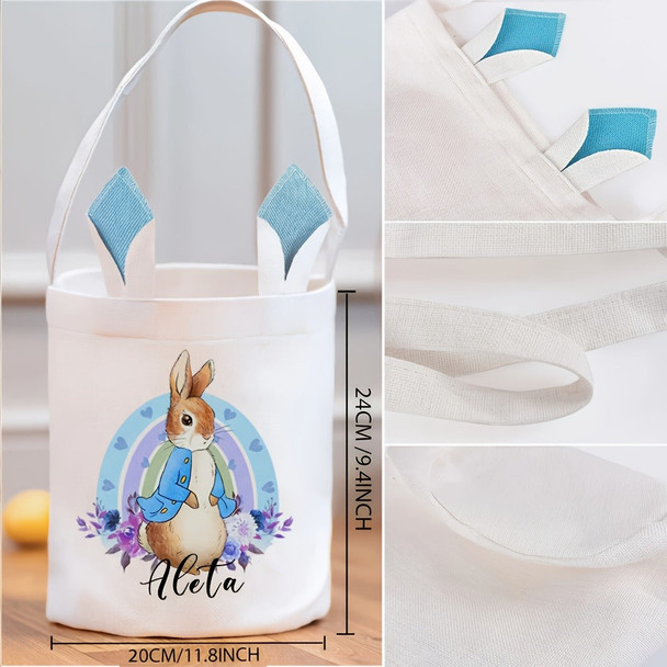 Personalized Easter Bunny Gift Bags - Custom Name White  Tote Bags