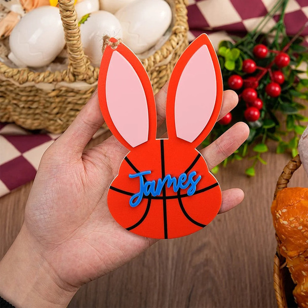 Personalized Basketball Baseball Softball Sports Acrylic Easter Bunny Basket
