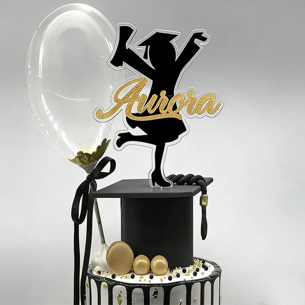 Personalized Graduation Cake Topper???Custom Acrylic Silhouette Boy Girl