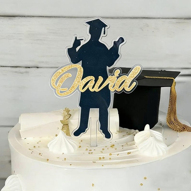 Personalized Graduation Cake Topper???Custom Acrylic Silhouette Boy Girl