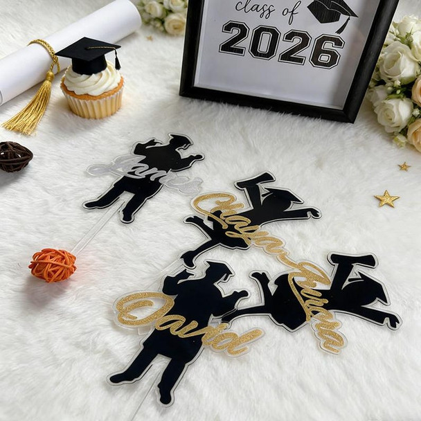 Personalized Graduation Cake Topper???Custom Acrylic Silhouette Boy Girl