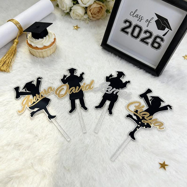 Personalized Graduation Cake Topper???Custom Acrylic Silhouette Boy Girl