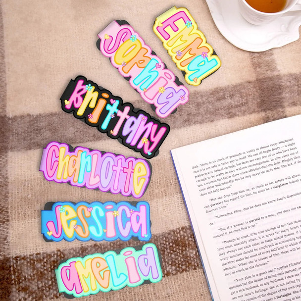 Personalized Flower Heart Bright Colored Letter Magnet Bookmark