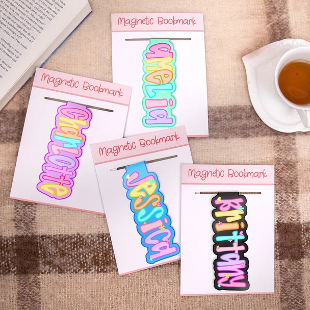 Personalized Flower Heart Bright Colored Letter Magnet Bookmark