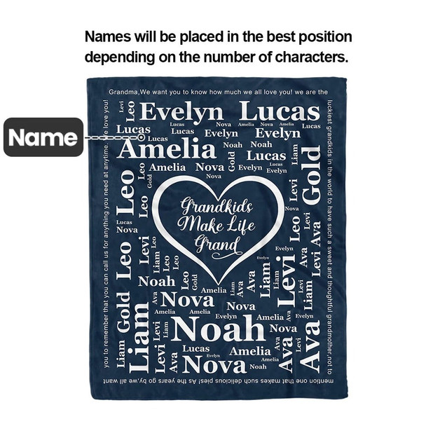 Personalized 1-16 Grandkid Names Blanket