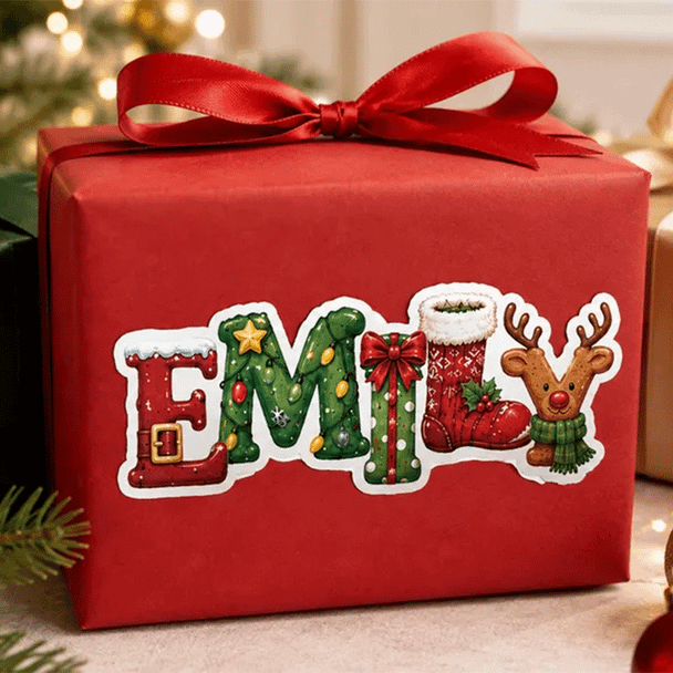 Personalized Christmas Name Stickers for Gift Wrapping a?? Custom Santa Labels,