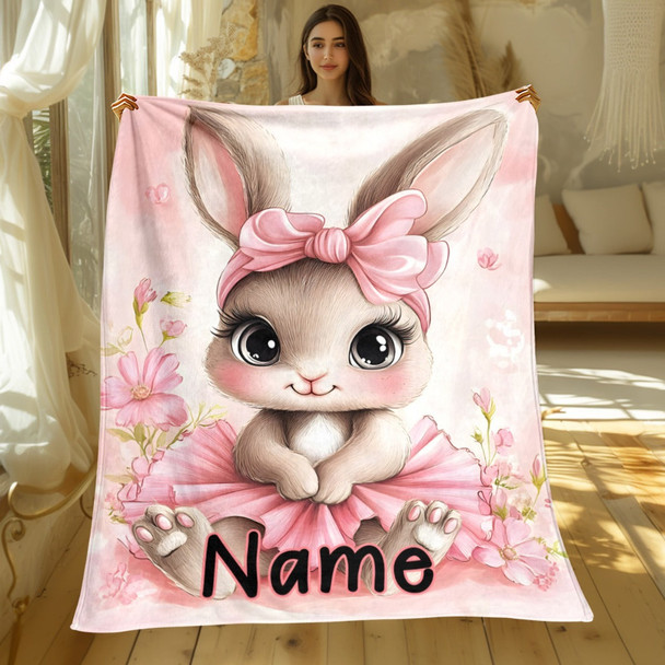 Name/Text Rabbit Ballet Dress Easter Blanket