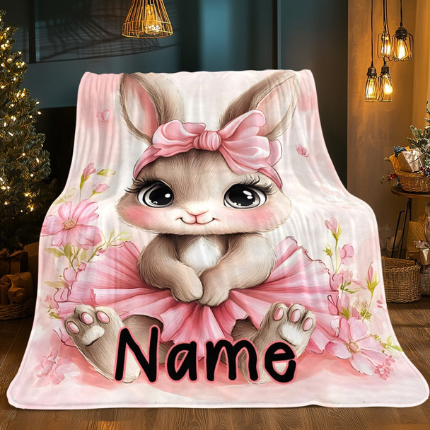 Name/Text Rabbit Ballet Dress Easter Blanket