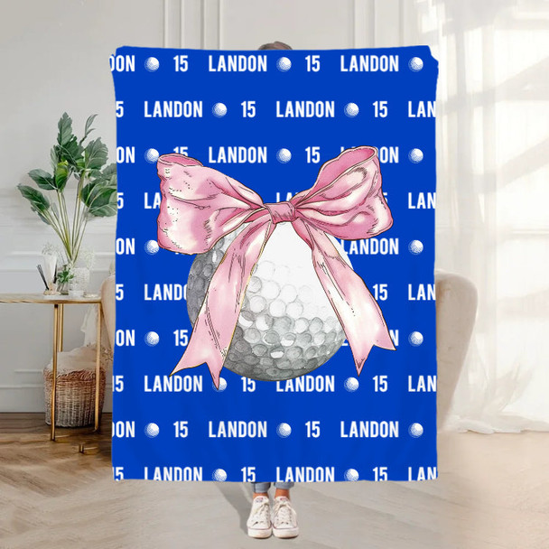 Personalized Bow Volleyball Softball Multicolor Throw Blanket