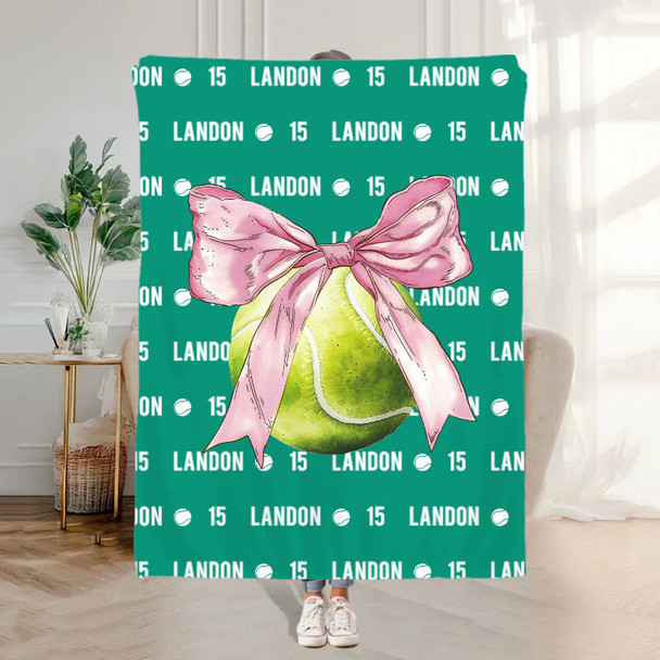 Personalized Bow Volleyball Softball Multicolor Throw Blanket