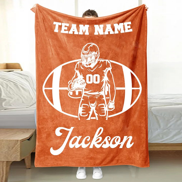 Football Customized Name and Number Blanket