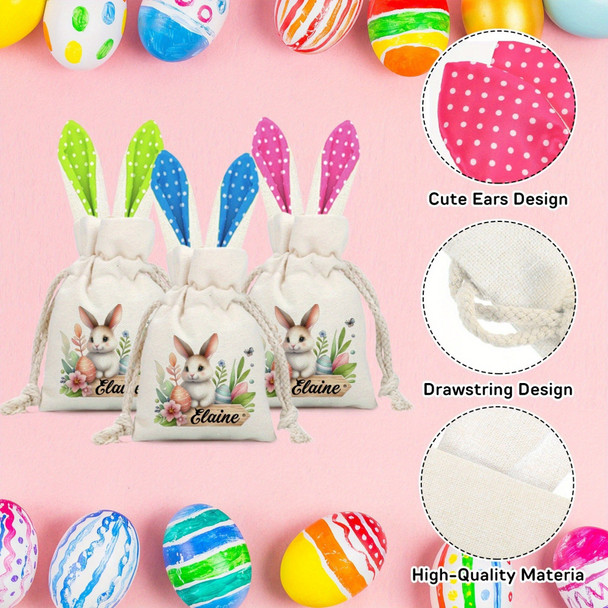 Customizable Easter Bunny Ear Gift Bag with Personalized Name