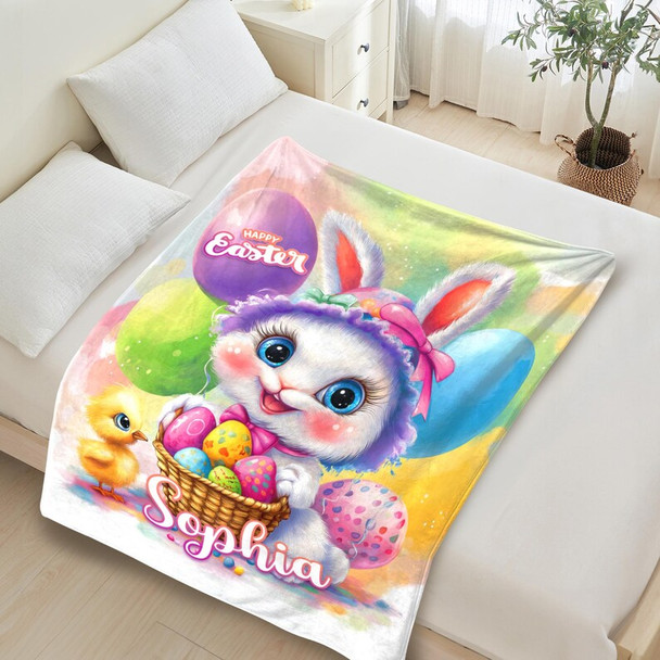 Custom Kids Blanket, Kids Name Blanket, Personalized Baby Easter Blanket