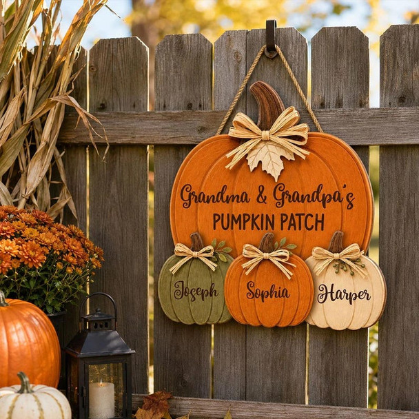 Personalized Pumpkin Patch Sign, Grandma & Grandpa Gift from Grandkids