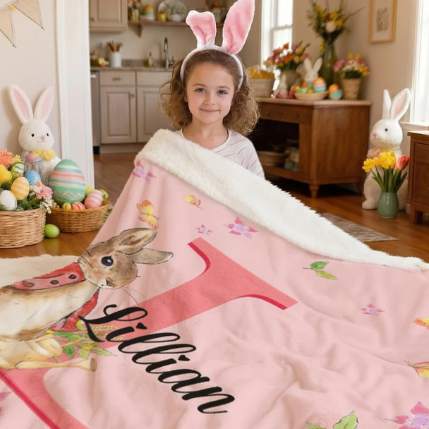 Personalized Easter Multicolor Peter Rabbit Soft Throw Blanket with Name
