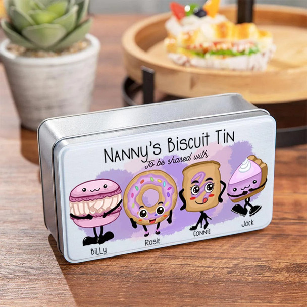 Personalized Food Grade Metal Pink Characters Biscuit Tin