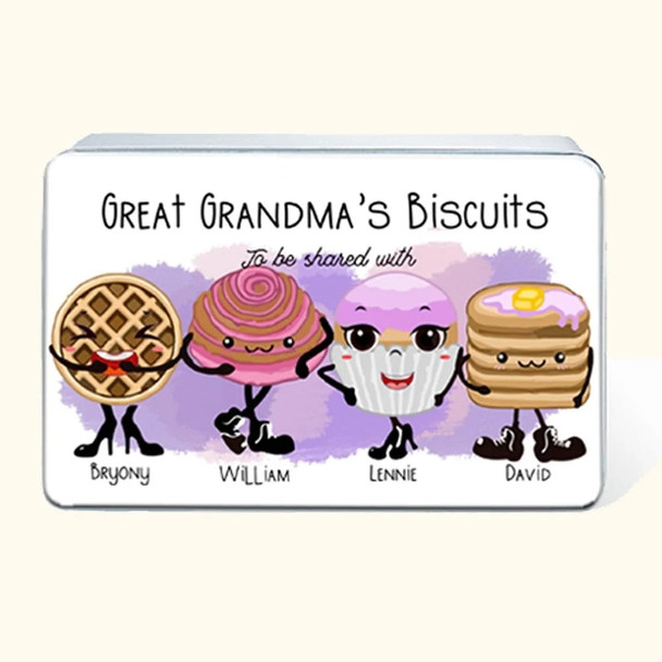 Personalized Food Grade Metal Pink Characters Biscuit Tin