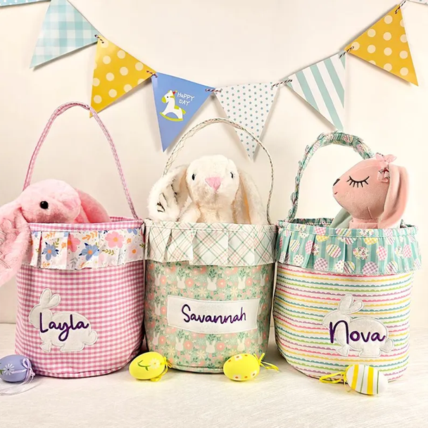 Personalized Bunny Basket: Kids Easter Gift, Toy Organizer