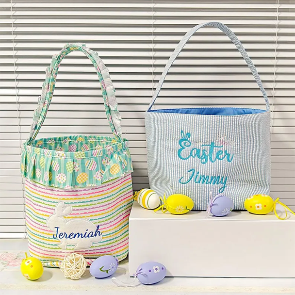 Personalized Bunny Basket: Kids Easter Gift, Toy Organizer