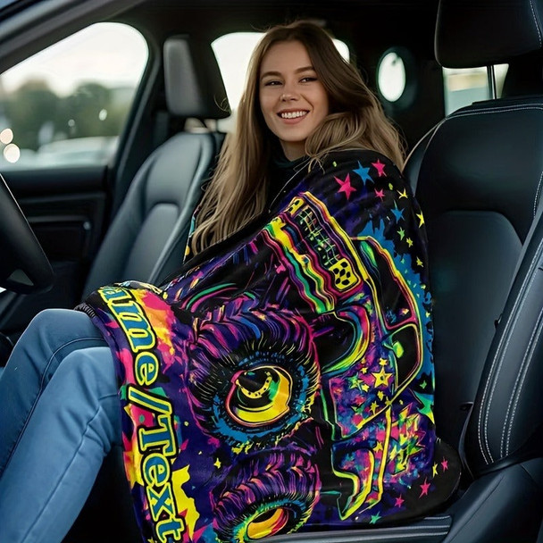 Custom 1pc Blanket with Creative Off-Road Truck Design And Personalized Text