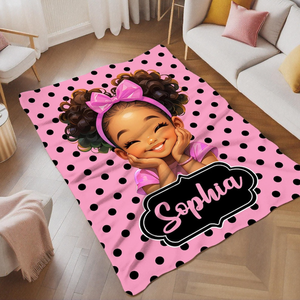 Personalized Afro Girl Fleece Blanket