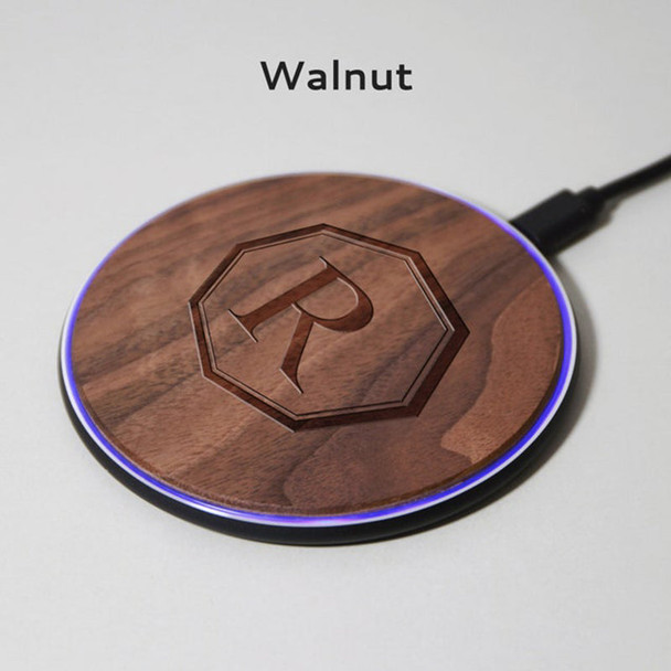Personalized Name & Logo Wooden Wireless Charger Station