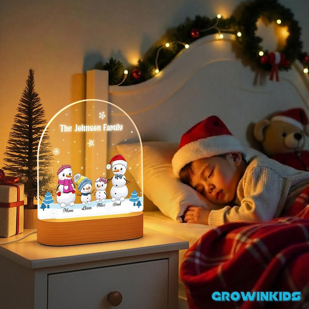 Personalized Snowman Family Night Light