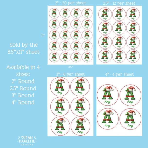Personalized Initial Stickers for Christmas Gifts,  Christmas Themed Letter Stickers