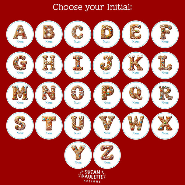 Personalized Initial Stickers for Christmas Gifts,  Christmas Themed Letter Stickers