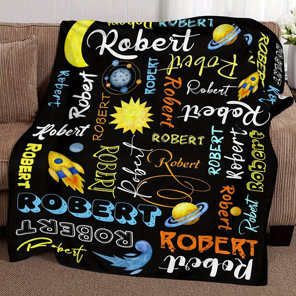 Custom Cartoon Name Blanket - Soft Flannel