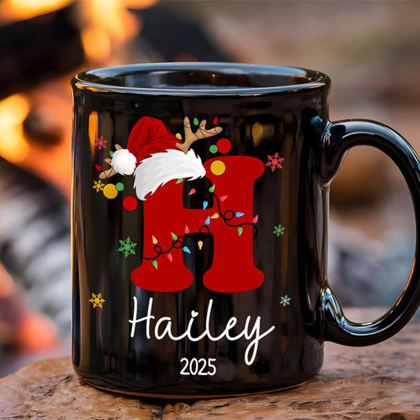 Custom Initial Name Mug, Personalized Christmas Mug, Xmas Gifts Idea