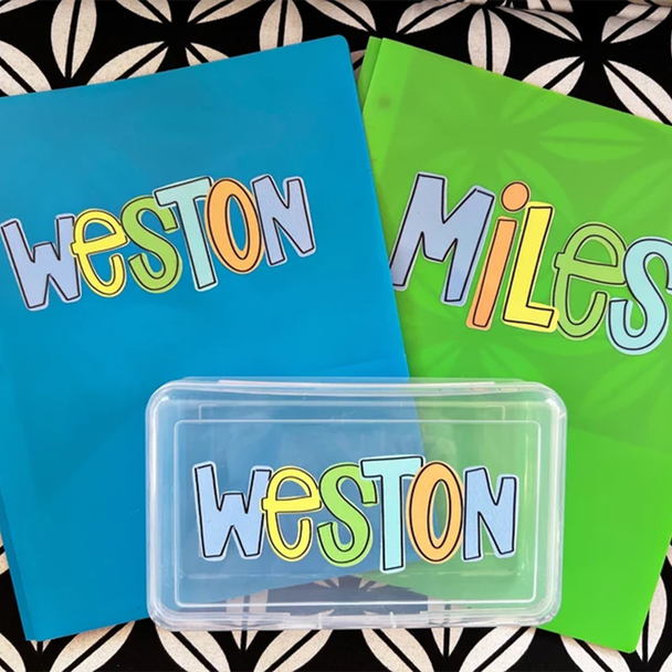 Personalized Pencil Boxes - Pencil Pouch - Pocket Folder with Prongs - Zipper Pouch-  Back to school