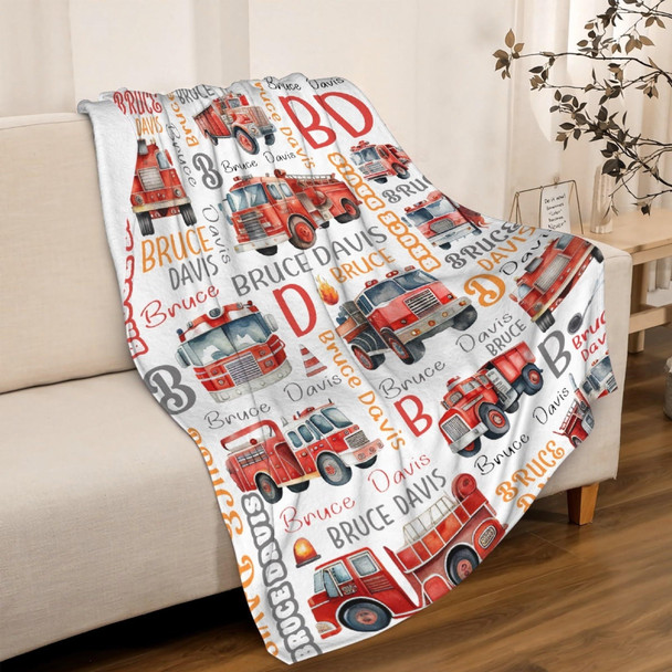 Custom Fire Engine Name Blanket