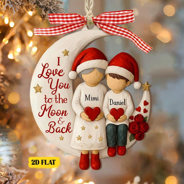Custom Grandma and Grandson Ornament, 1-6 Grandkids Gift