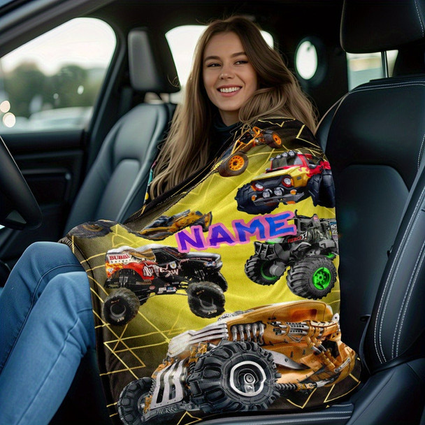 Custom Name Cozy Blanket: Featuring Cool Cross Country Vehicles