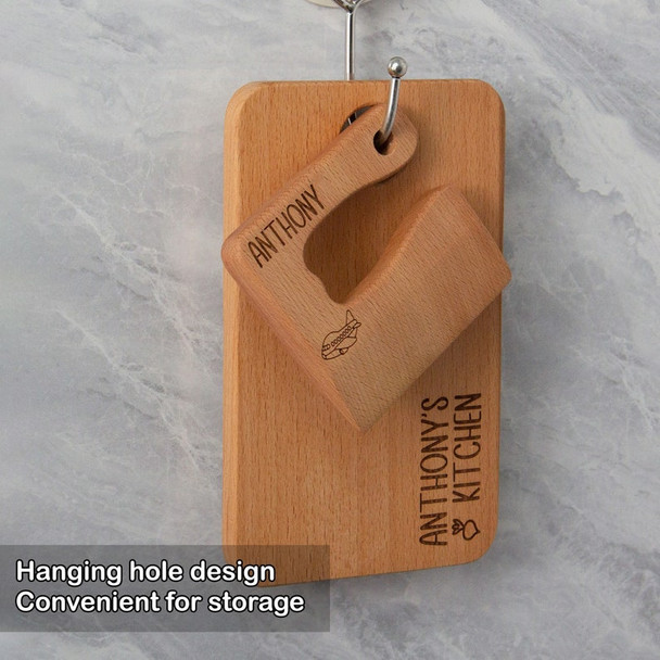 Engraved Wooden Kids Knife and Cutting Board