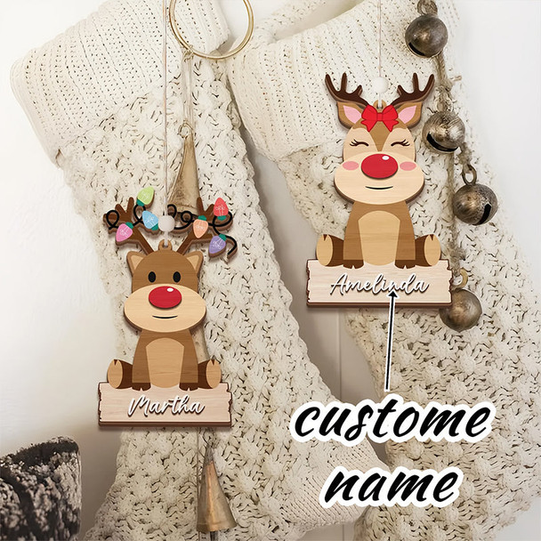 Personalized Christmas Reindeer Pendant - Custom Name/Text