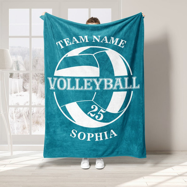 Personalized Volleyball Blanket, Custom Name Number Soft Cozy Sherpa Fleece Throw Blankets