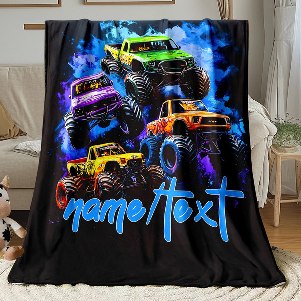 Customizable Monster Truck Flannel Blanket