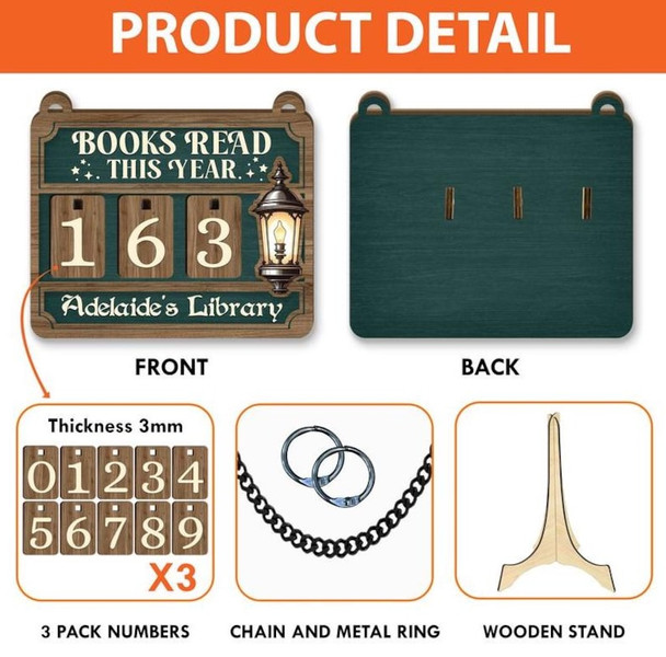 Vintage Book Tracker Sign, Personalized Reading Tracker, Library Decor, Book Lover Gift