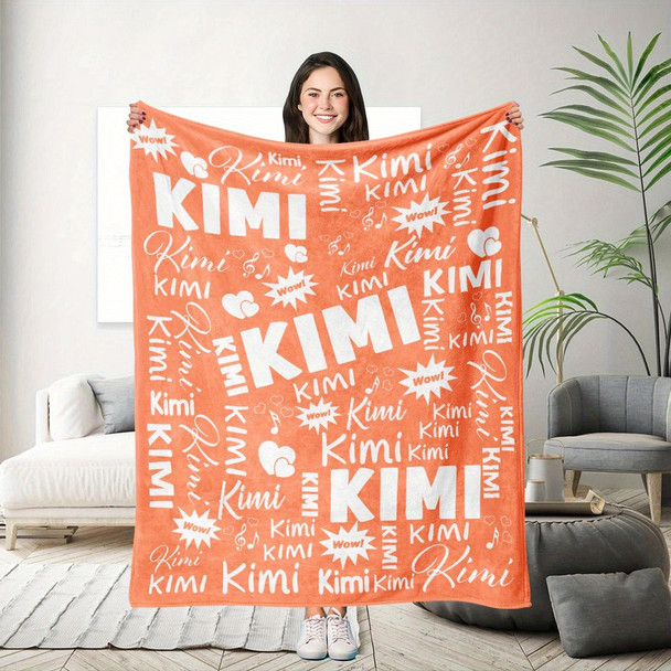 Customized Name Throw Blanket, Personalized Soft Flannel Fleece